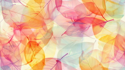 Naklejka premium Seamless pattern. Translucent leaves in rainbow colors, perfect for themes related to transparency and nature.