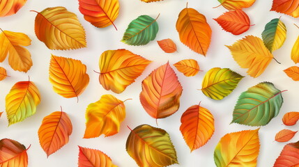 Seamless pattern. Vibrant array of autumn leaves, ideal for seasonal themes, educational content, and decorative purposes.