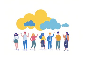 Bright integration of innovation in team cloud hosting services empowers modern cloud teamwork,cognitive desktop Innovation and network collaboration