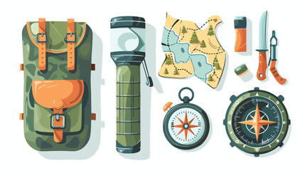 Four of vector hiking and camping equipment symbols a