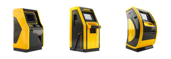 Set of ATM Machine Isolated on transparent background, png