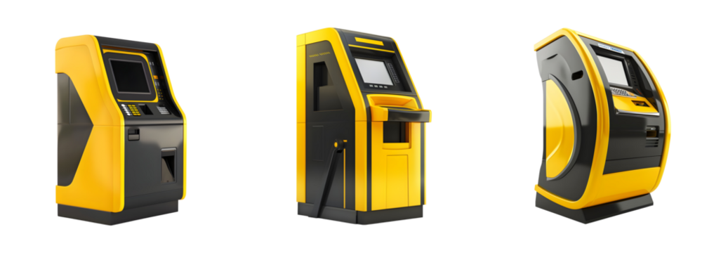 Set of ATM Machine Isolated on transparent background, png