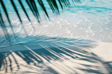 Top view of water surface with tropical leaf shadow. High-resolution. Beautiful simple AI generated image in 4K, unique.