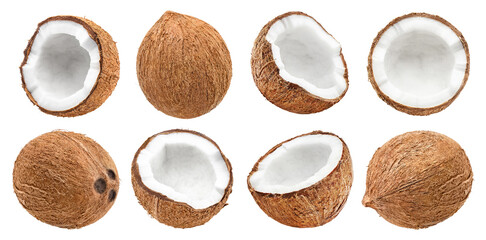 Set of delicious coconuts, cut out