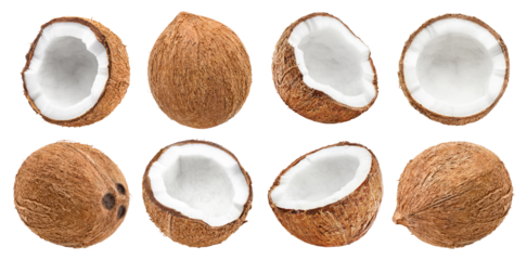 Set of delicious coconuts, cut out