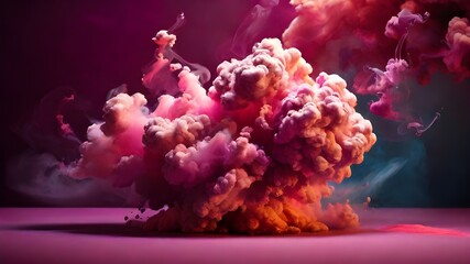 explosion of colorful smoke against a deep color background. vivid cloud. Vibrant color