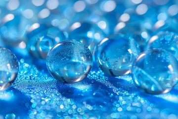 Naklejka premium blue glass ball spheres abstract background. water and hydration concept. Round and circle.