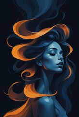 Beautiful female portrait painting
