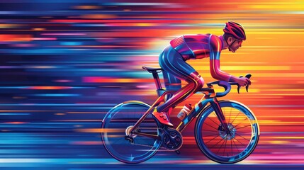 Abstract poster of epic cyclist race in minimalist, A cyclist sport banner