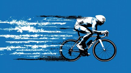Fototapeta premium Abstract poster of epic cyclist race in minimalist, A cyclist sport banner