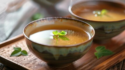 Serve Japanese clear soup in delicate soup bowls for the Japanese doll s festival celebration