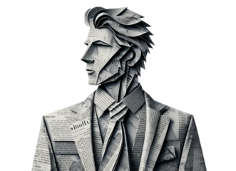businessman made from newspaper origami.