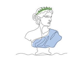 ancient Greek,ancient Roman bust of woman,logo,continuous single line art hand drawing sketch