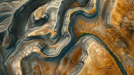 Abstract aerial view of land formations