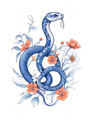 Obraz premium Chinese oriental snake. Colored leather trim. Design element for Chinese New Year 2025 