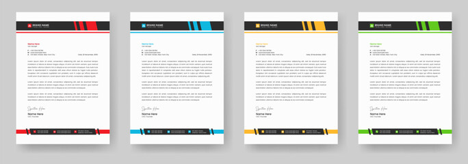 Abstract letterhead design template with yellow, blue, green and red color. Editable letterhead design layout, letterhead, letter head, Business letterhead design