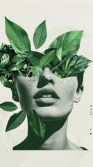 Featuring a modern take on green hues and plants, this collage celebrates sustainability and respect for planet earth and mother nature