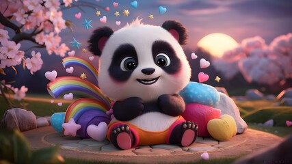 Kawaii cute panda cartoon.
