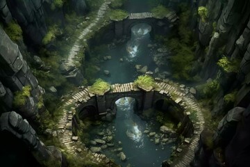 DnD Battlemap mystic, floating, path, segments, stone, bridge