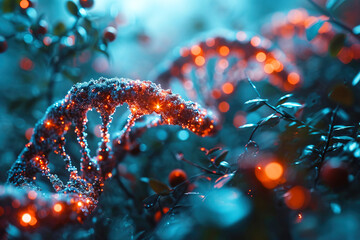 Human structure of DNA, researches of chromosomes. AI generated.