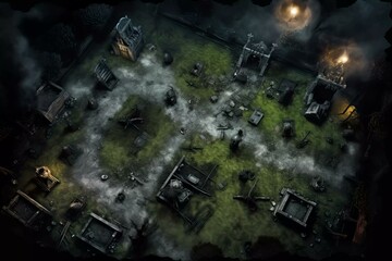 DnD Battlemap zombie, graveyard, moonlit, scene, zombies, night.