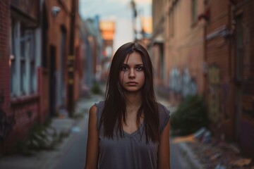 Fototapeta premium Woman With Long Hair Standing in Hallway