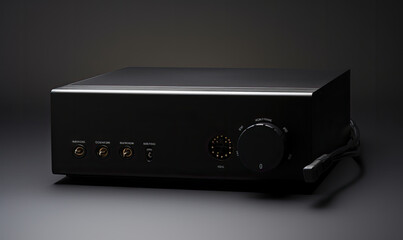 Obraz premium A black box with a red button on top. The box is on a dark background