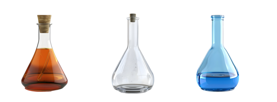 Pack of Lab bottles Isolated on transparent background
