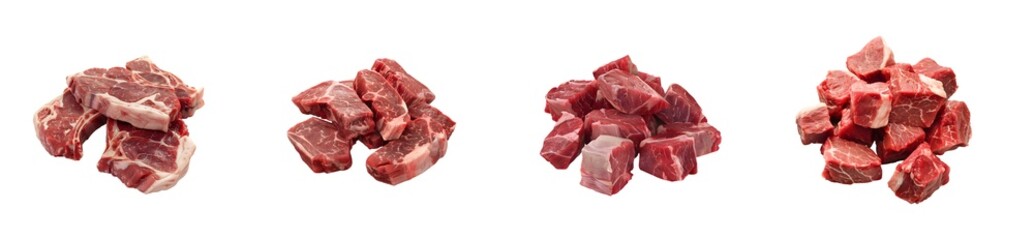 Set of Fresh Meat slices Isolated on transparent background