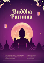 Gradient vesak buddha purnima template design