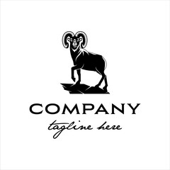 Bighorn sheep standing on cliff with masculine style design