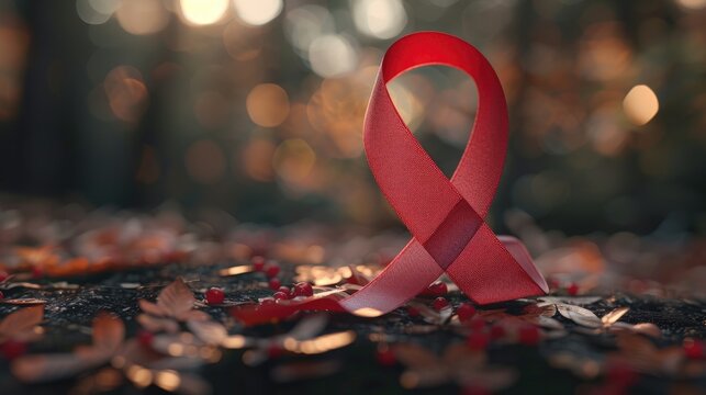 World AIDS Day features the symbolic concept of a satin ribbon aiming to raise awareness and support for public health campaigns addressing HIV and STDs