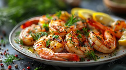white plate filled with a mouth-watering serving of fresh shrimps