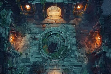 DnD Battlemap necromancer, crypt, sinister, sanctuary, dark