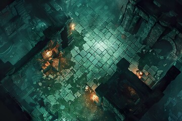 DnD Battlemap necromancer, crypt, night, spooky, darkness, undead