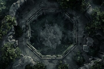 DnD Battlemap wraith, crypt, battlemap-style, image, spooky, atmosphere