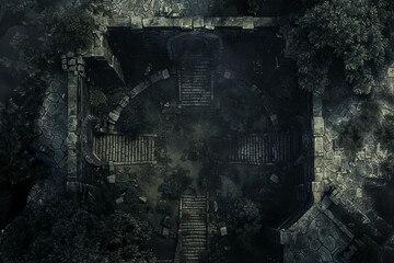 DnD Battlemap battle, map, style, wraith, crypt, dark