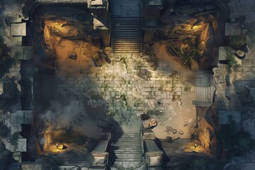 DnD Battlemap wraith, crypt, battlemap, mysterious, spooky, setting