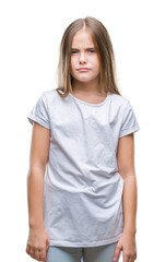 Young beautiful girl over isolated background skeptic and nervous, frowning upset because of problem. Negative person.