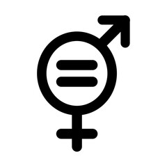 Black vector icon showing gender equality with a combined gender symbol.