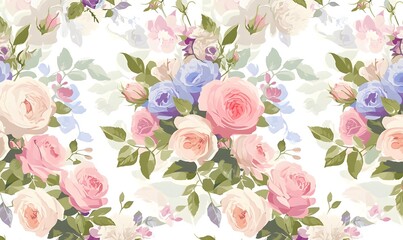 Seamless pattern for the surface of beautiful bouquets of roses, Generative AI