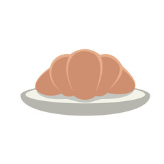 Croissant flat vector illustration isolated on white background. Famous french pastry. European tasty sweet baked food