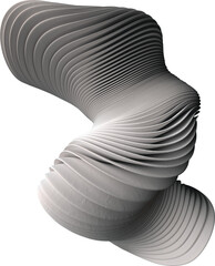 Layered 3d white curvy flowing abstract shape isolated on a transparent background