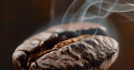 coffee bean with smoke rising from it