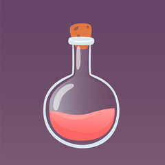 Laboratory glass beaker vector illustration. Lab chemistry test. Flask with liquid reagent. Cartoon 3D glassware tube. Medical and chemical equipment. Scientific experiment and research