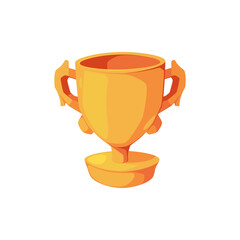 Golden cup. Game icon. Casino interface slot badge. Golden achievement trophy collection. Mobile app key element. Prize in video games. Cartoon vector isolated on white