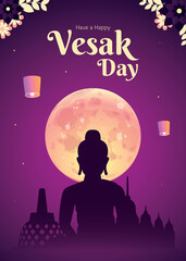 Gradient vesak poster template design