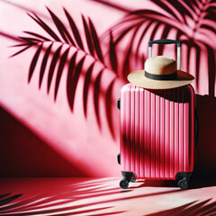 Summer Escape Essentials: Pink Suitcase and Sunhat