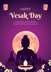 Gradient vesak vertical poster template design