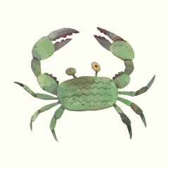 Crab. animal wildlife. watercolor vector illustration.